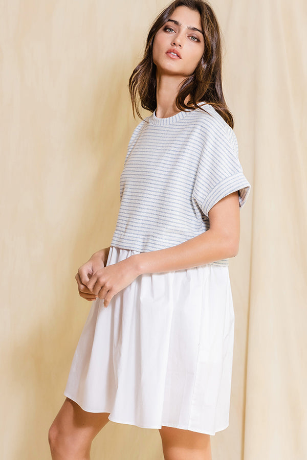 Sunny Days Blue and White Stripe Dress