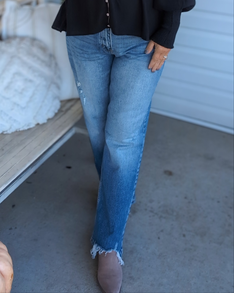 Kancan Frayed Hem Jeans