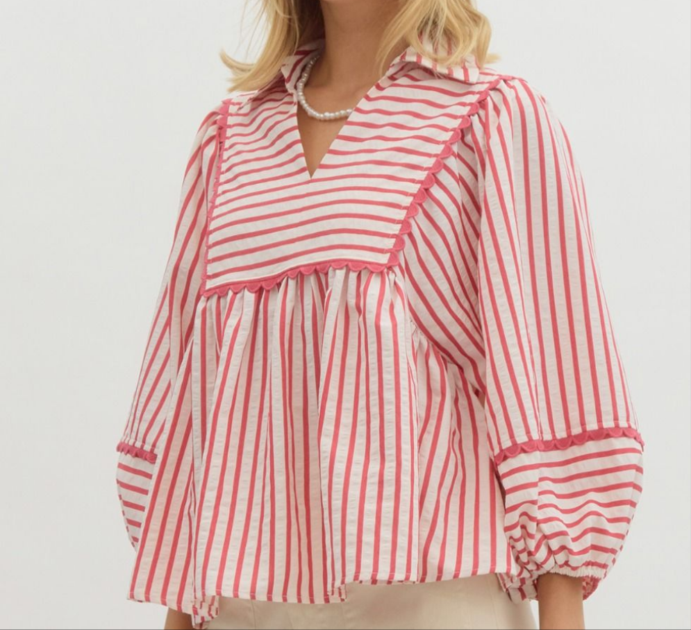 Emery Red Stripe Top