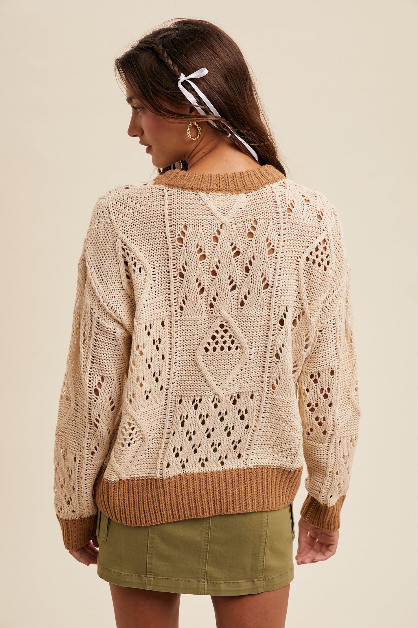 Floral Embroidered Crew Neck Sweater