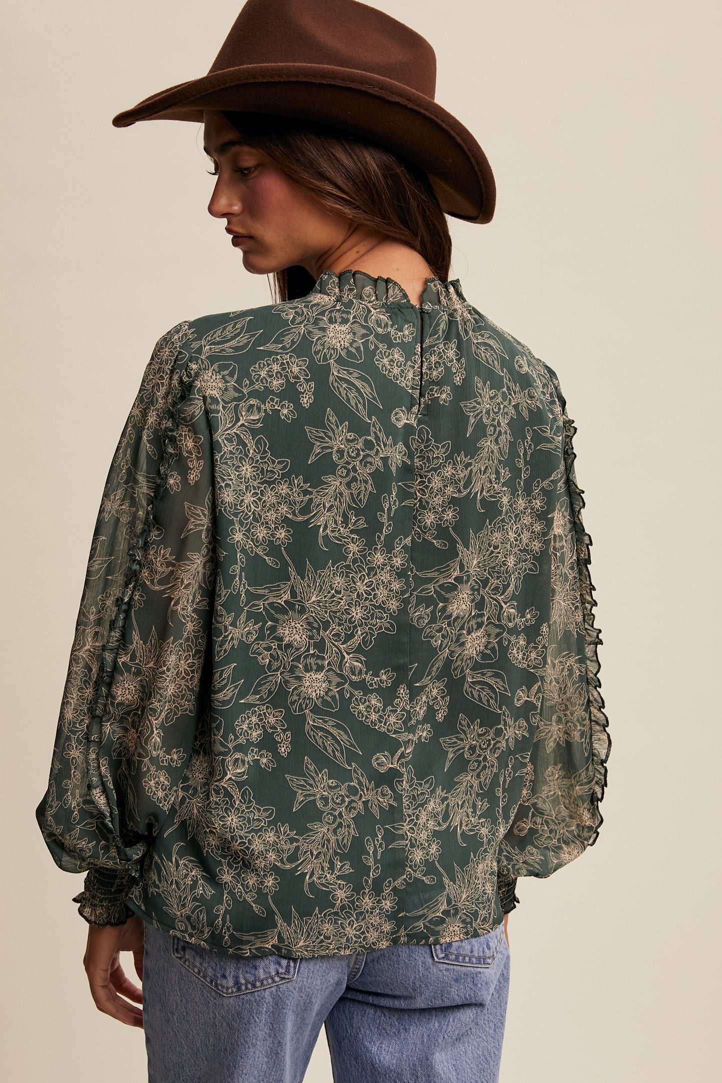 Hunter Green Floral Top