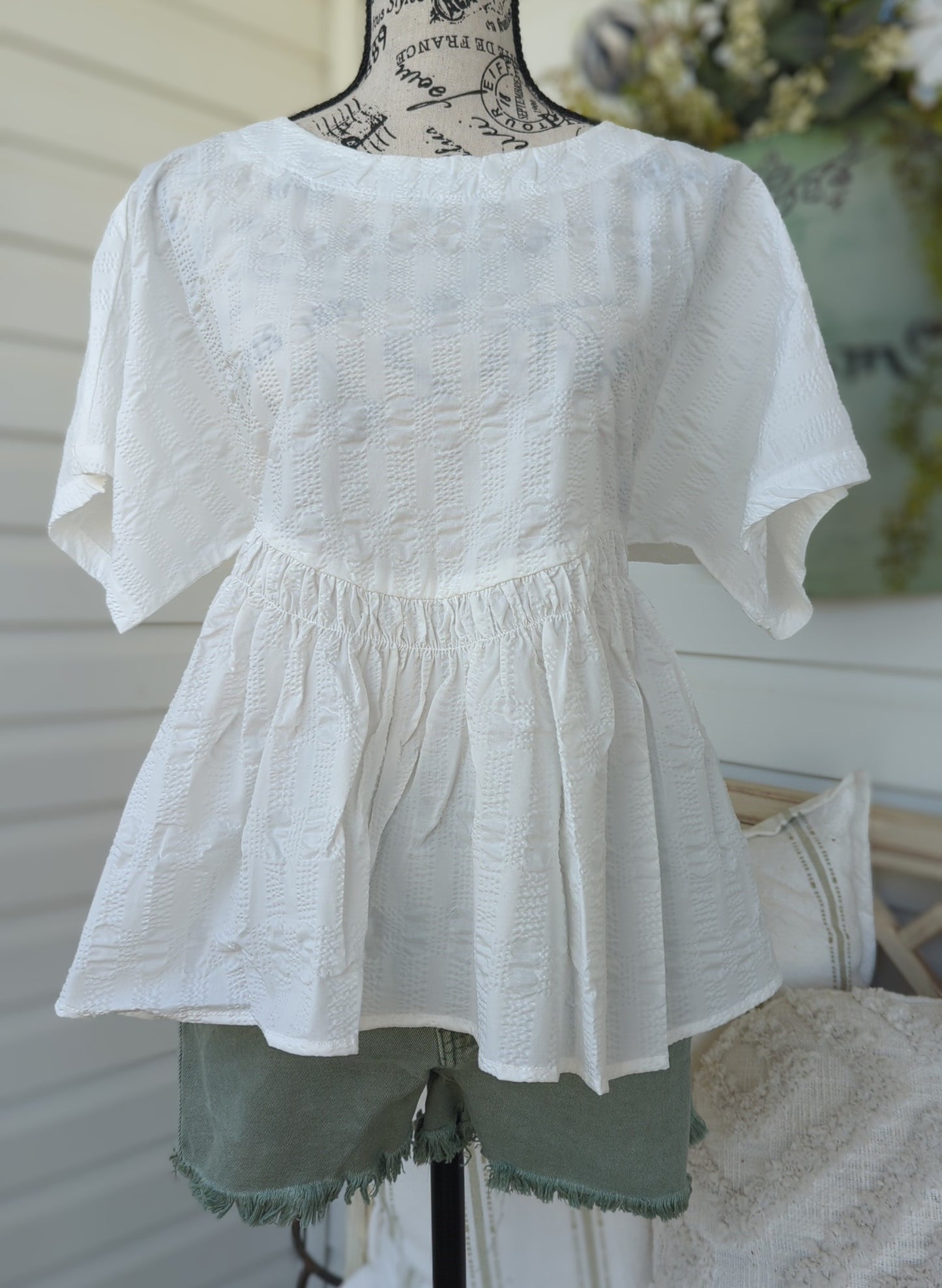 Short Sleeve Textured Top