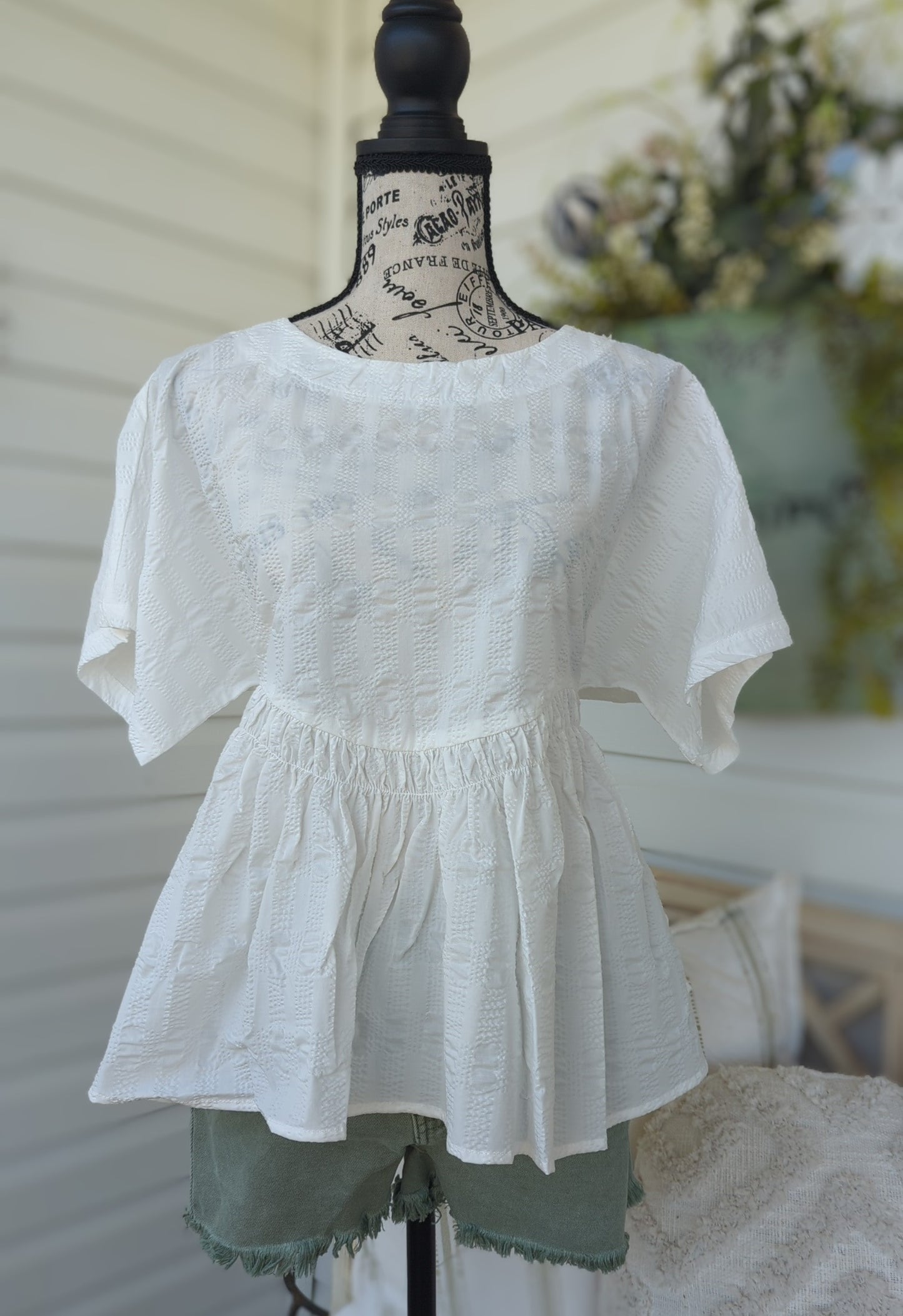 Short Sleeve Textured Top