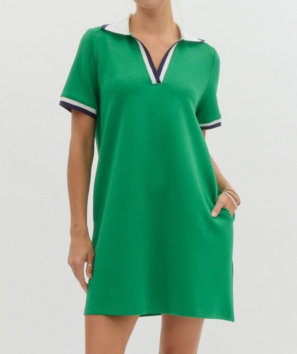 Stripe Collar Polo Dress