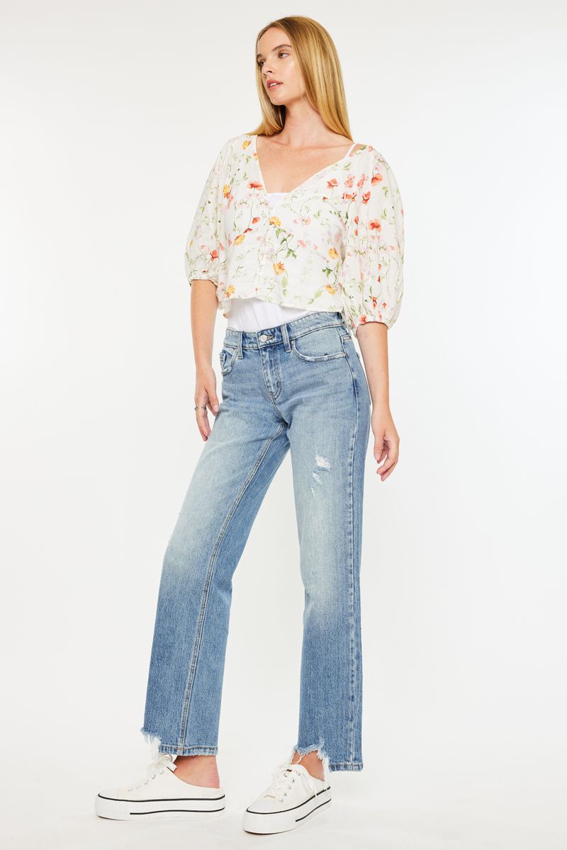 Kancan Frayed Hem Jeans