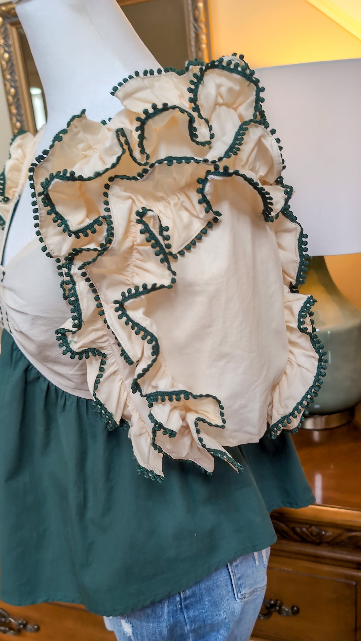 Green Ruffle Sleeve Top