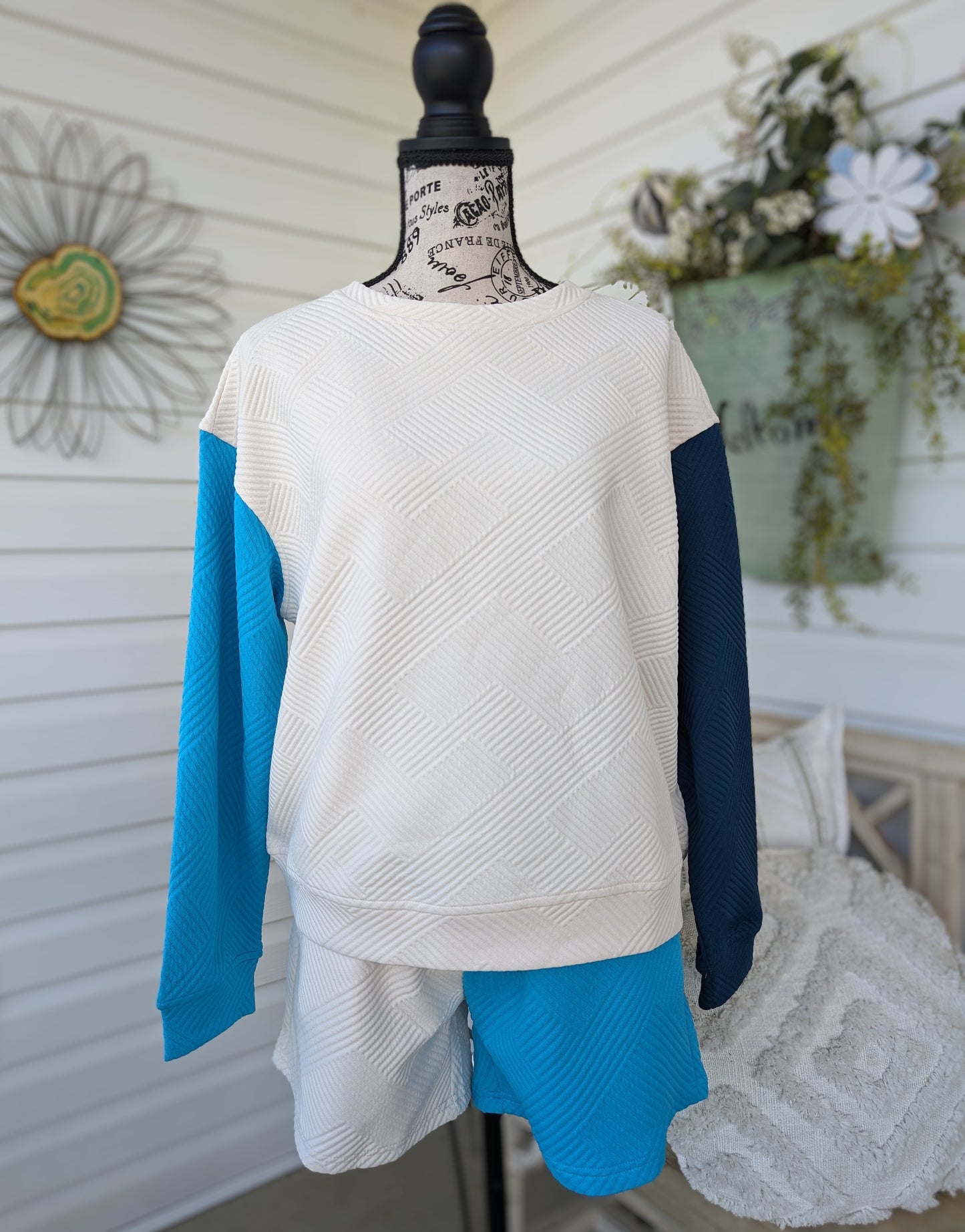 Long Sleeve Textured Short Set