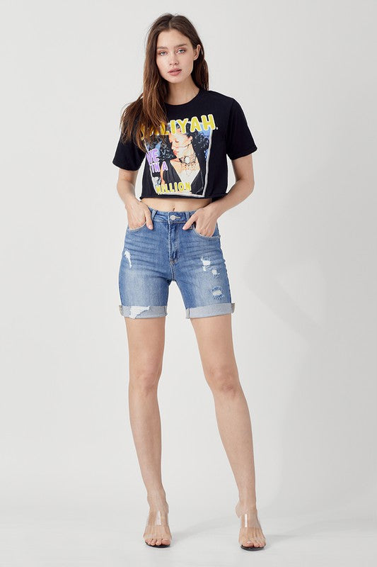Risen distressed frayed cuff shorts