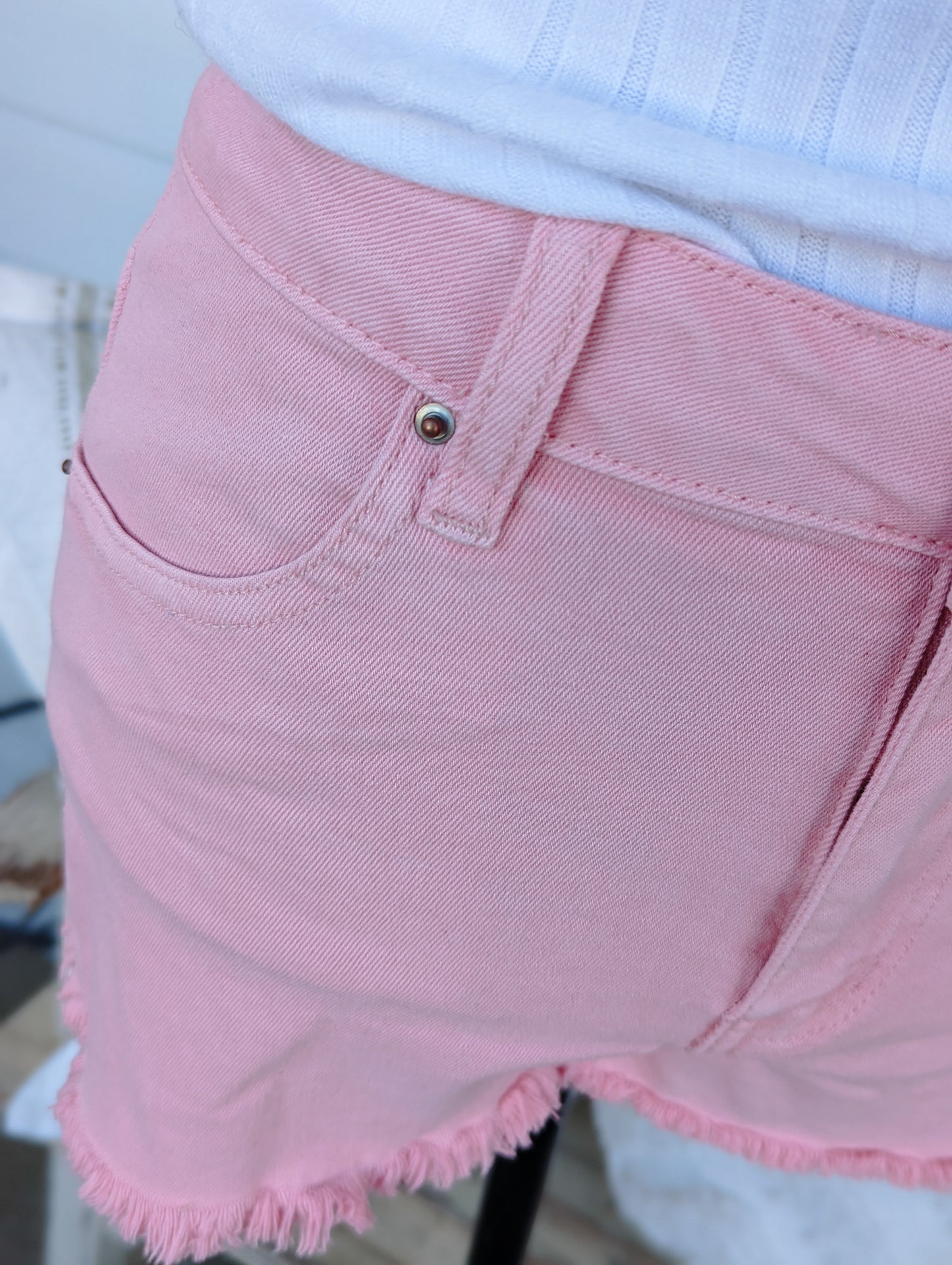Frayed hem denim shorts multiple colors