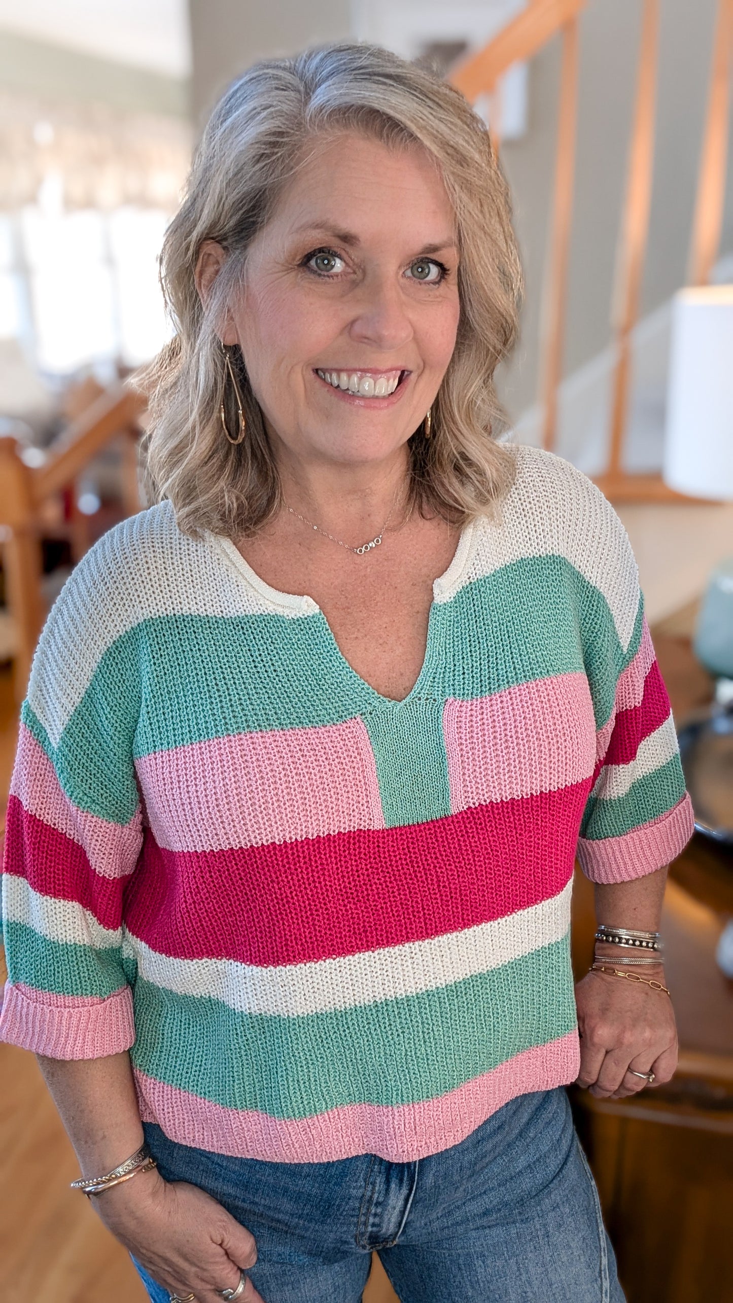 Striped lightweight sweater