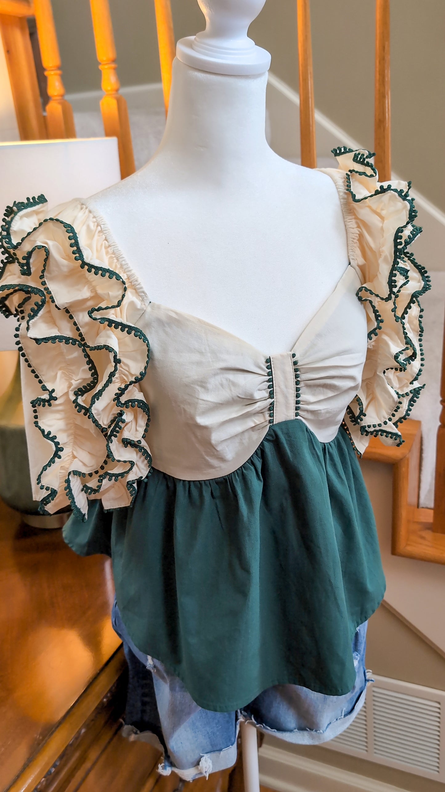 Green Ruffle Sleeve Top