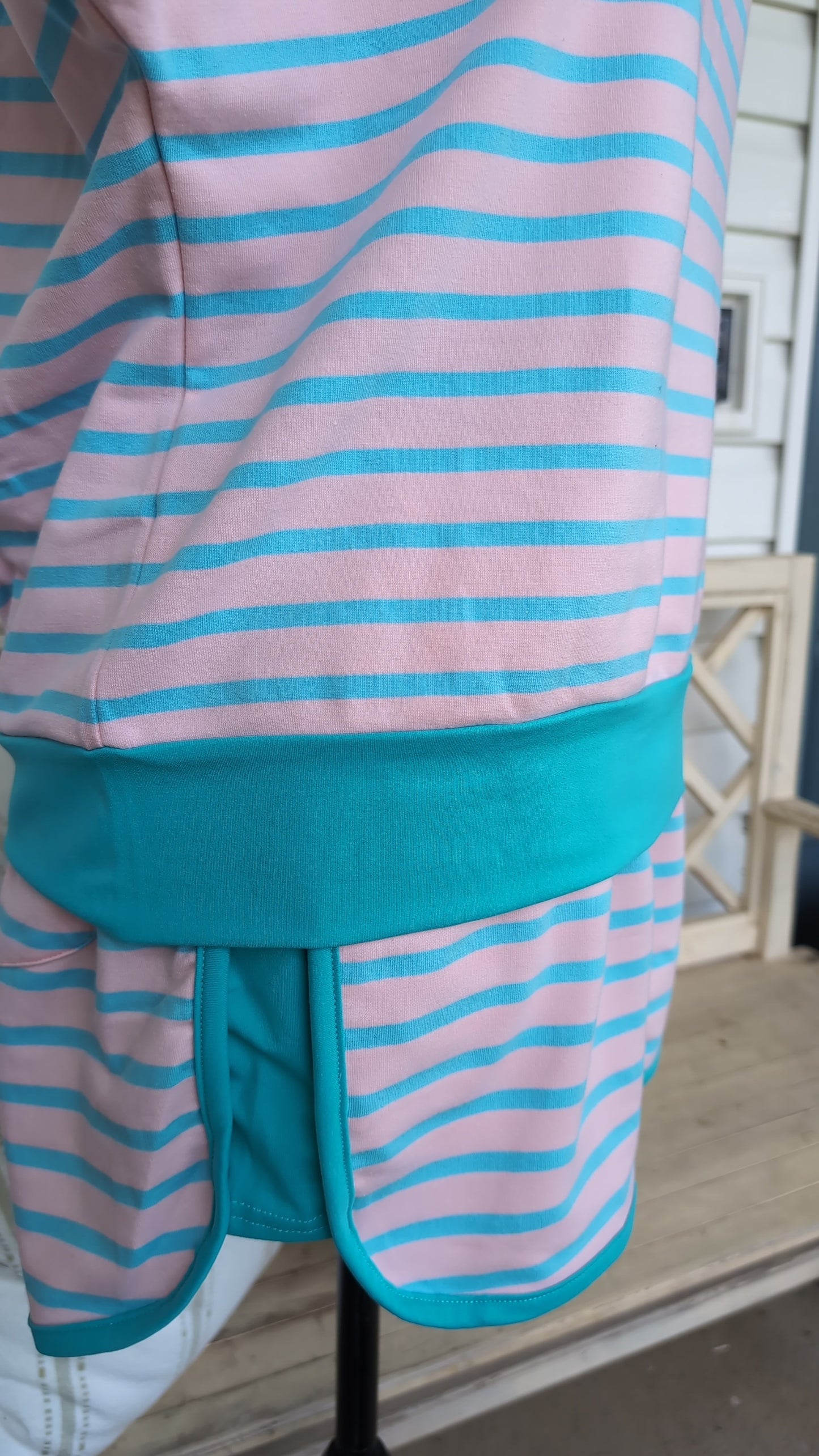 Pink and Teal striped short set