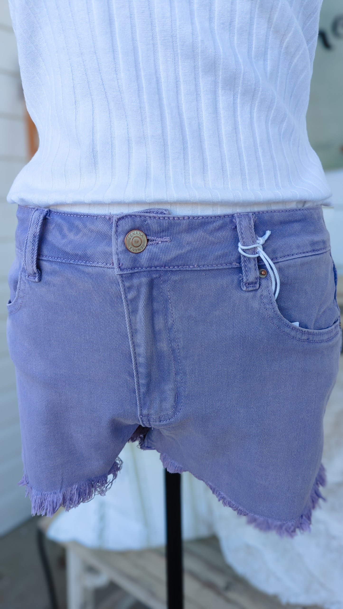 Frayed hem denim shorts multiple colors
