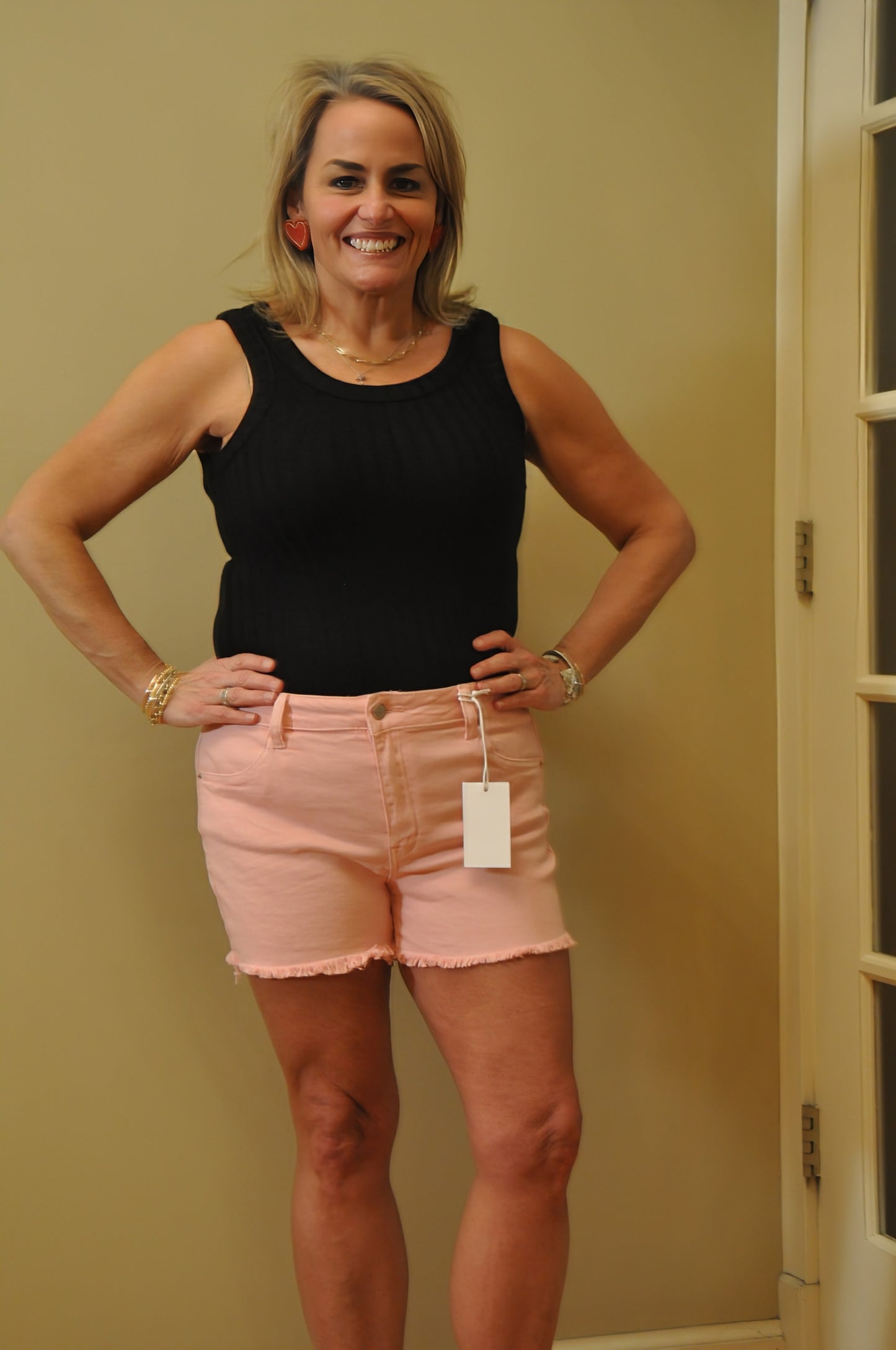 Frayed hem denim shorts multiple colors