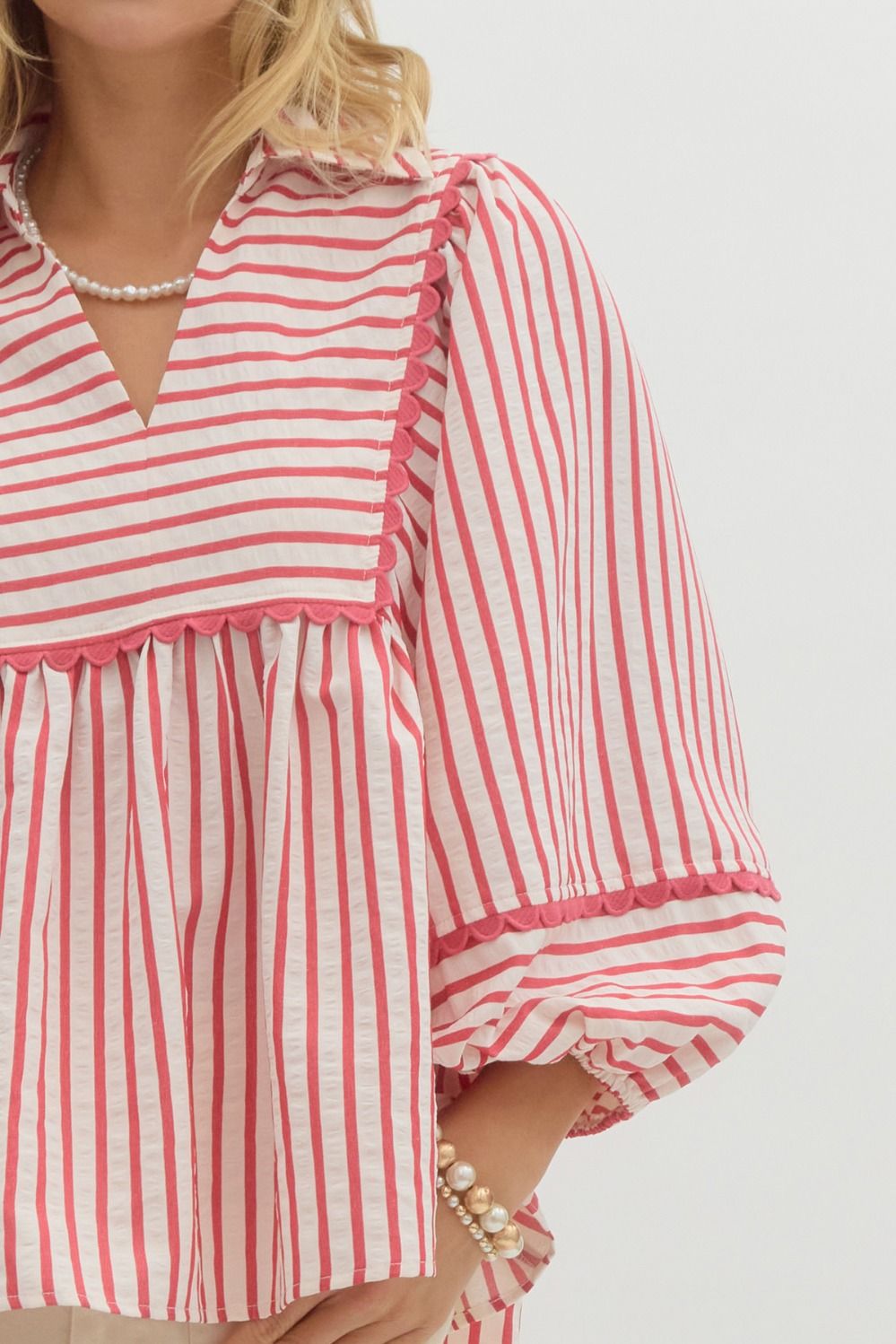Emery Red Stripe Top