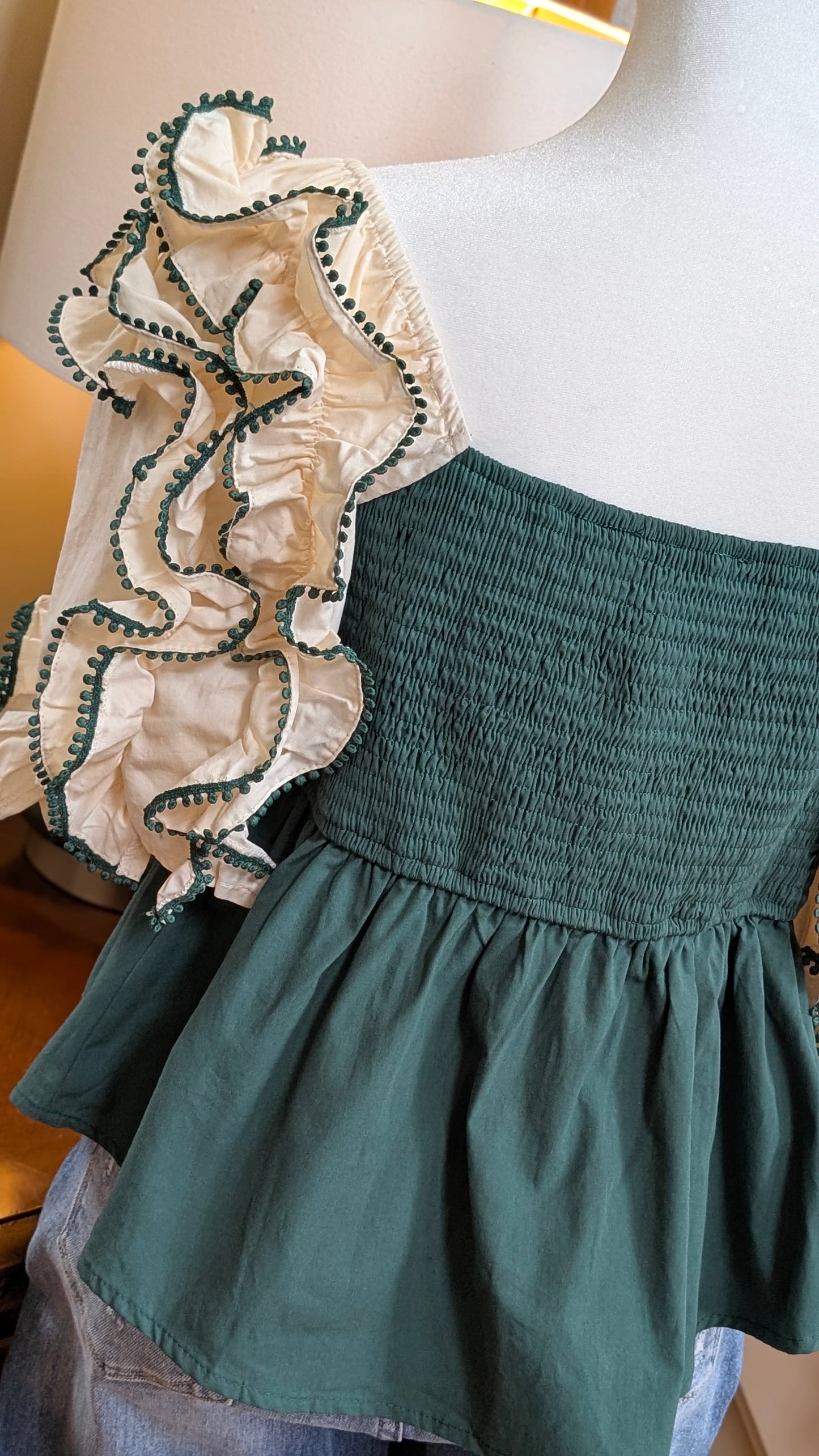 Green Ruffle Sleeve Top