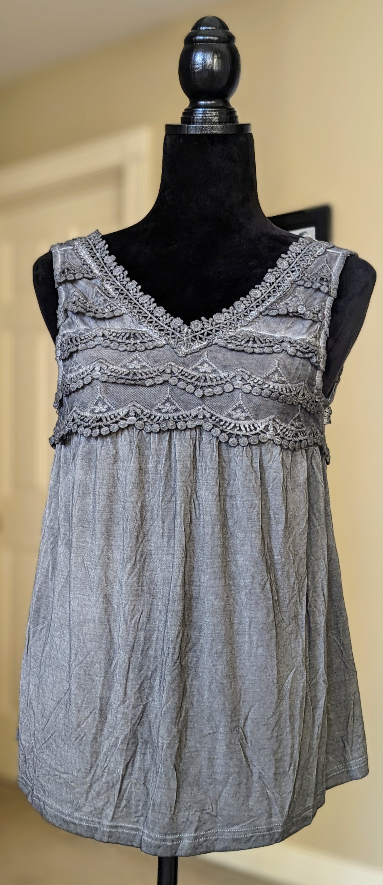 Charcoal lace detail top