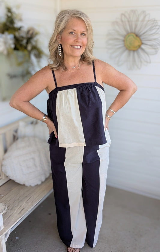 Navy and White Striped Set