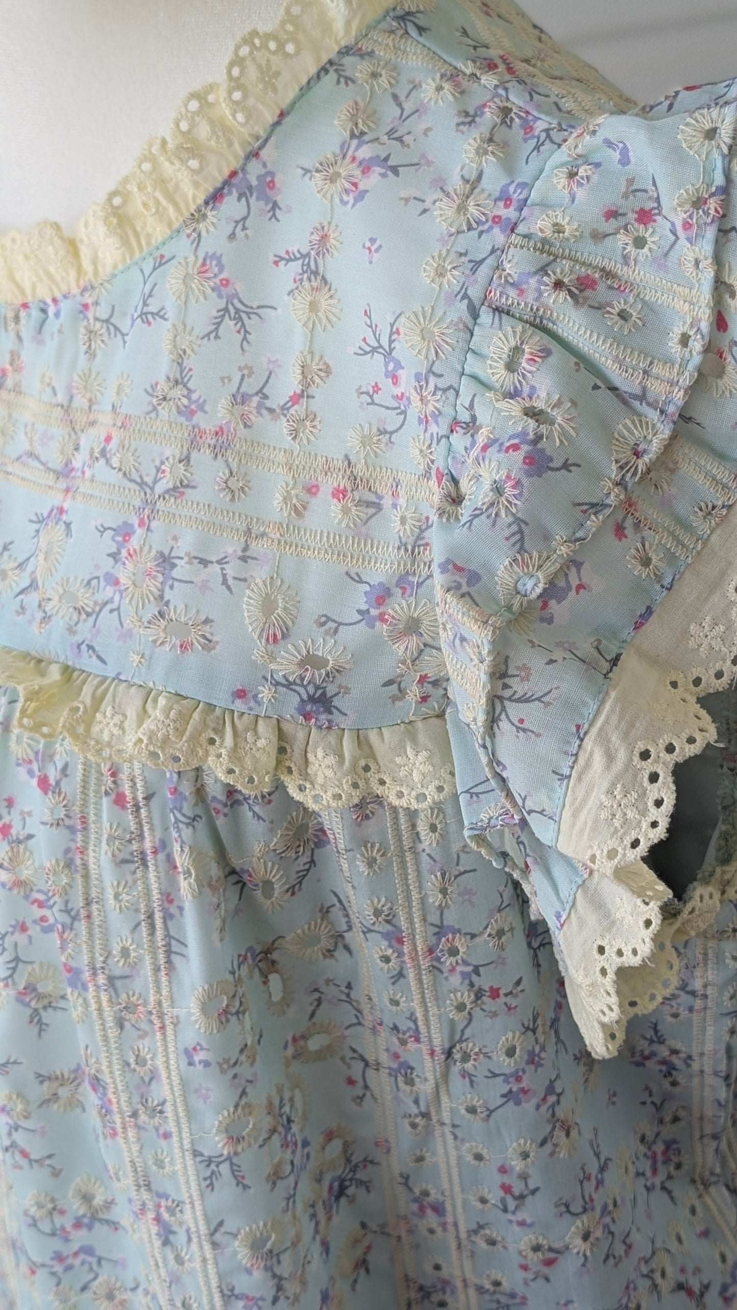 Blue Eyelet Floral Top