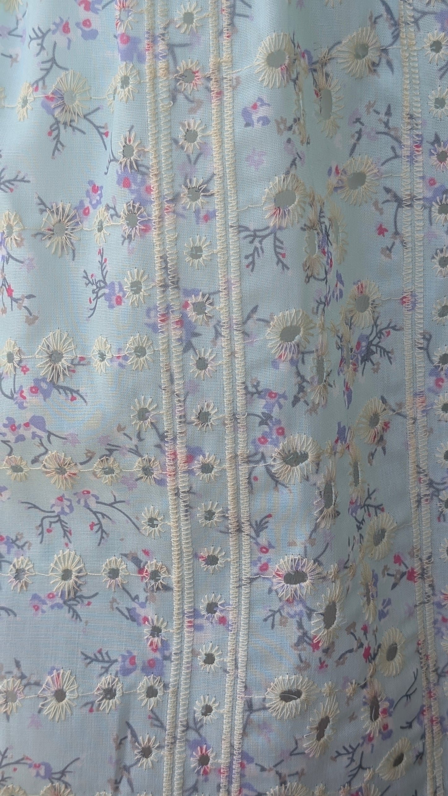 Blue Eyelet Floral Top
